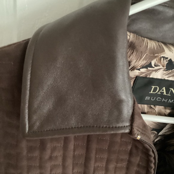 VTG DANA BUCHMAN QUILTED BROWN WOMANS COAT WITH LEATHER TRIM SZ M - Picture 8 of 14